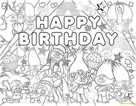 trolls party  coloring page  coloring pages