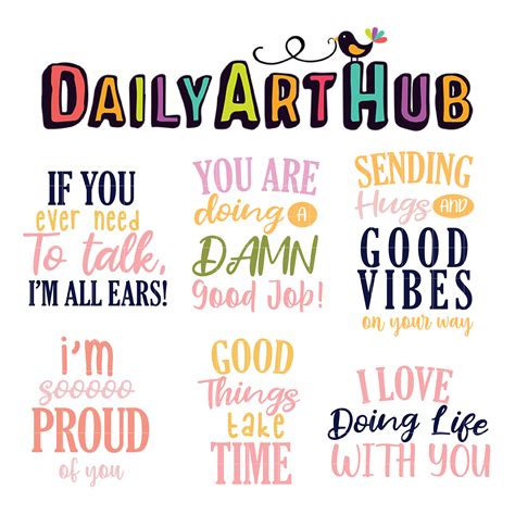 greeting card message typography clip art set daily art hub