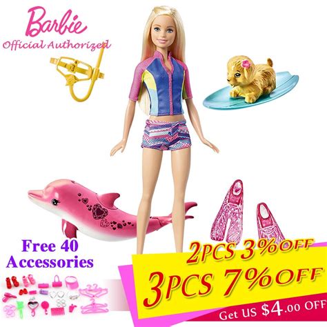 Barbie Dolls Toys Barbie Dolphin Magic Snorkel Fun Friends Lovely Ocean