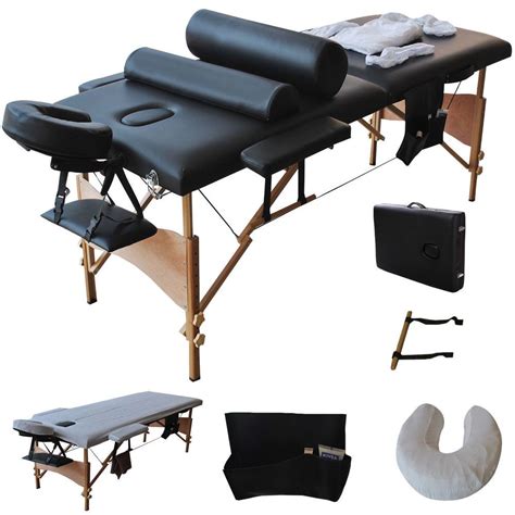 portable massage table bed spa facial fold 3 carry case tattoo black 84