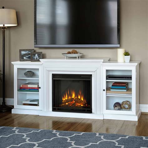 frederick entertainment center electric fireplace  white  real