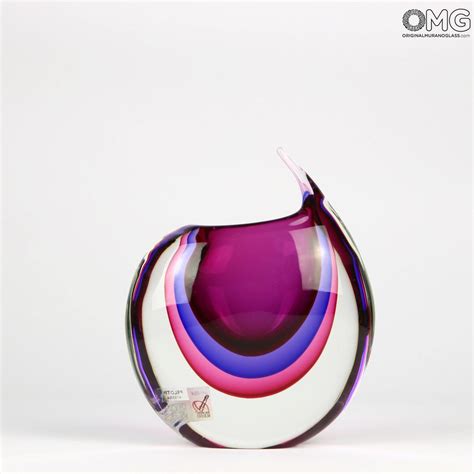 Vase Tiger Purple Sommerso Murano Glass