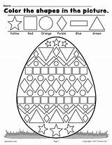 Easter Worksheet Egg Shapes Coloring Printable Color sketch template