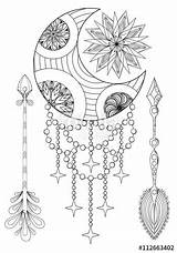 Pages Coloring Colouring Moon Sun Adults Bohemian Adult Dream Catcher Zentangle Arrows Sheets Boho Mandala Dreamcatcher Color Drawings Books Printable sketch template