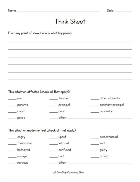 behavior  sheets