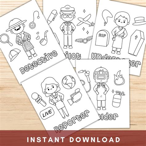 occupation coloring page  kids job coloring pages etsy