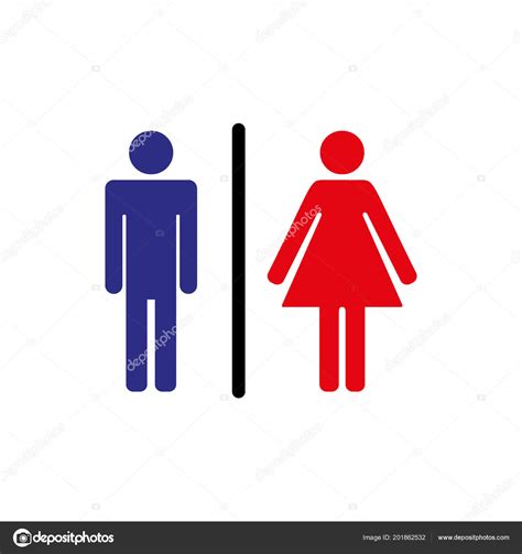 Man Lady Toilet Icon Isolated Flat Design Male Female