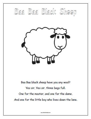 baa baa black sheep  printable allfreeprintablecom nursery