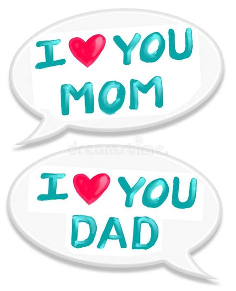love mom dad  love  mom dad text  speech bubble illustration