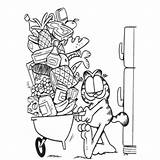 Garfield Coloring Refrigerator Emptying Kids sketch template