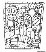 Coloring Simple Pages Adult Flowers Printable Print sketch template