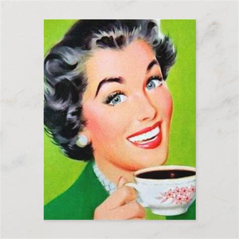 Cute Retro Vintage Coffee Lady Postcard Size Postcard Gender