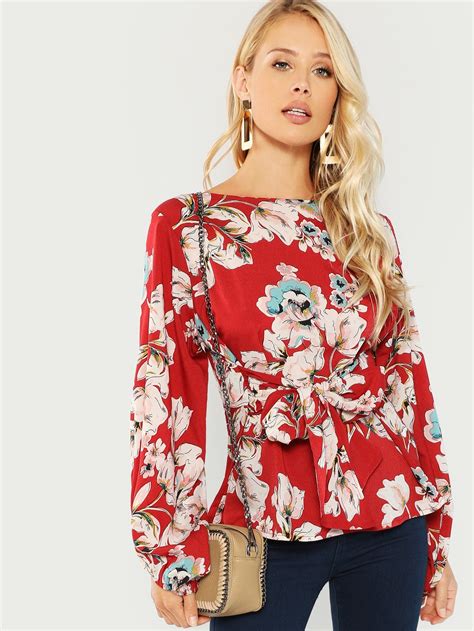 splash  color blouses  women floral print blouses printed blouse top
