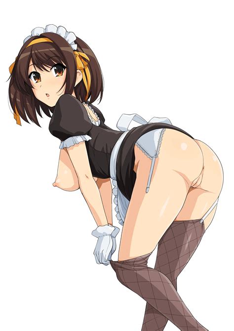 Rule 34 00s Absurdres Apron Areolae Bent Over Breasts
