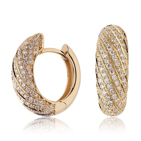Aira 18ct Yellow Gold Diamond Hoop Earrings Pravins Jewellers