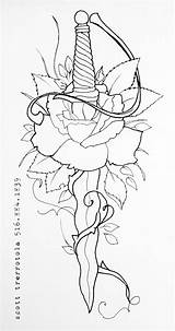 Dagger Tattoo Rose Drawings Tattoos Snake Drawing Outline Designs Easy Simple Heart Stencil Daggers Stencils Corps Emblem Marine Eye Diy sketch template