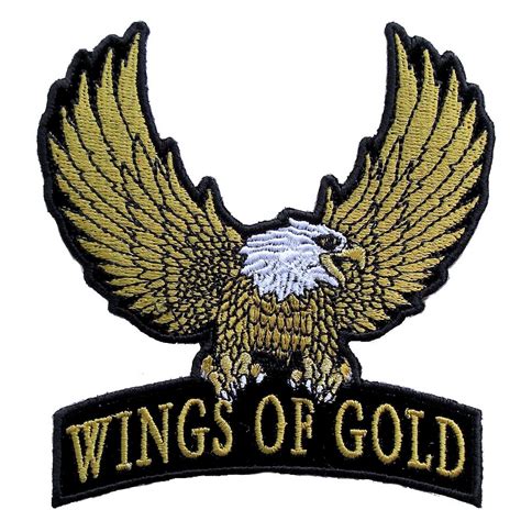 wings  gold american eagle embroidered biker patch medium quality
