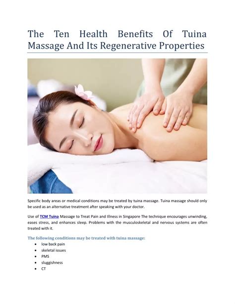 ppt the ten health benefits of tuina massage and its regenerative
