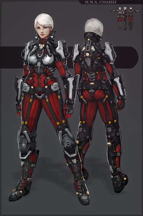 sci fi concept art cyberpunk character female armor