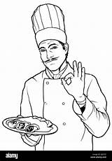 Chef Cook Clipart Cooking Drawing Gesturing Vector Stock Sketch Alamy Icon sketch template
