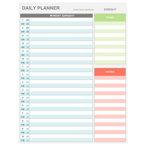 hourly daily planner printable printable templates