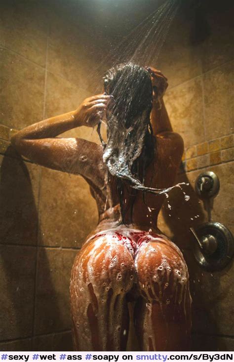 sexy wet ass soapy shower brunette