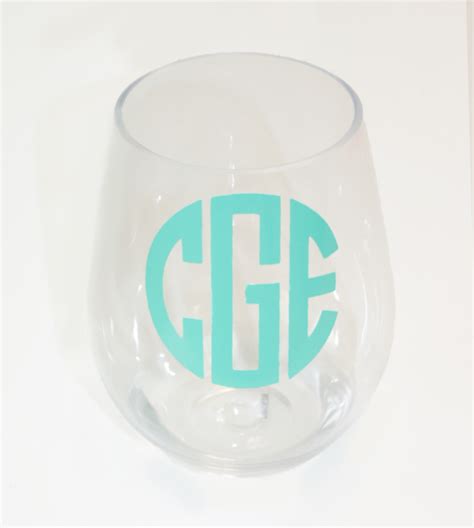 Monogrammed Stemless Acrylic Wine Glass Stemless Wine Glass Wine