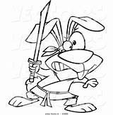 Vector Coloring Ninja Cartoon Rabbit Sword Outlined Ron Leishman Royalty sketch template