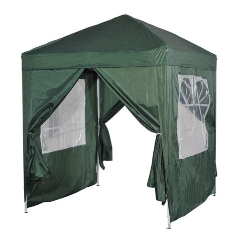 outsunny xft pop  party tent outdoor folding gazebo canopy  side walls green
