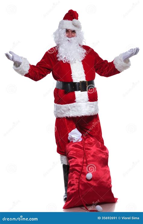 full body picture  santa claus welcoming stock image image