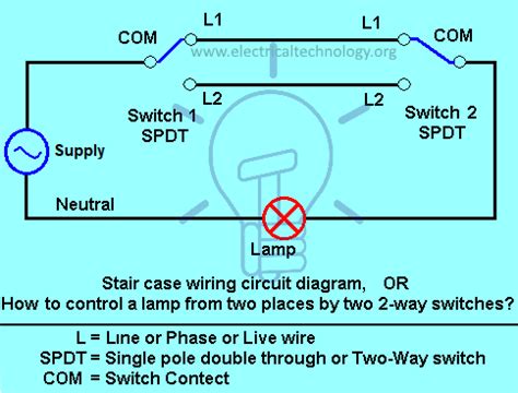 staircase wiring circuit diagram   control  lamp   places circuit diagram