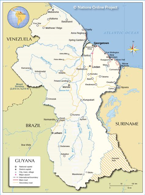 political map  guyana nations  project