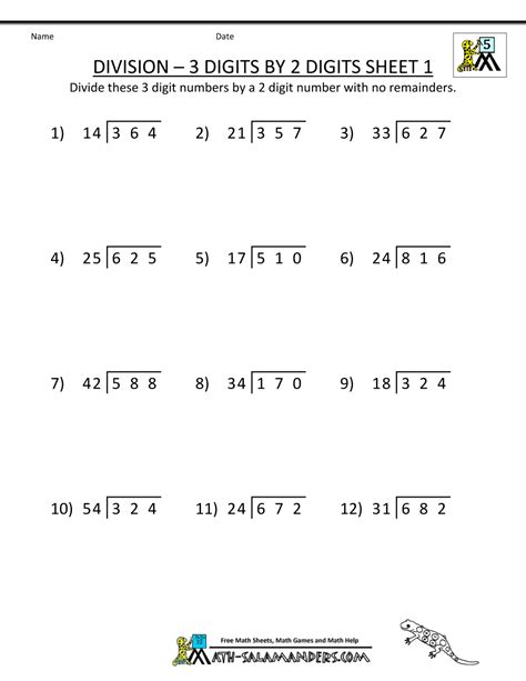 long division worksheets for 5th grade