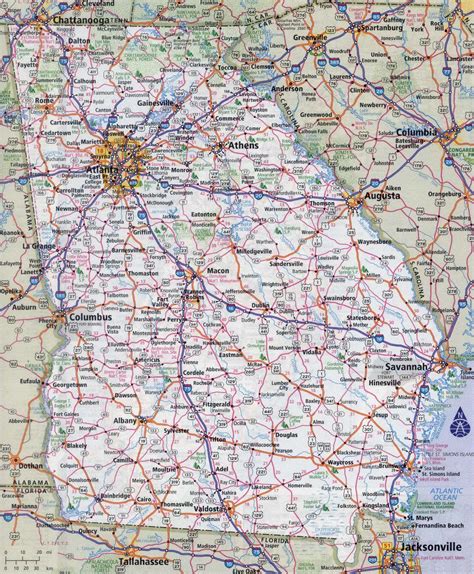 large detailed roads  highways map  georgia state   cities georgia state usa