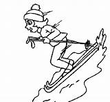 Coloring Skier Female Ski Coloringcrew Sports Print sketch template