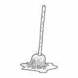 Mop Fregona Broom Drawn Freehand Getekende Lineartestpilot Clipground sketch template