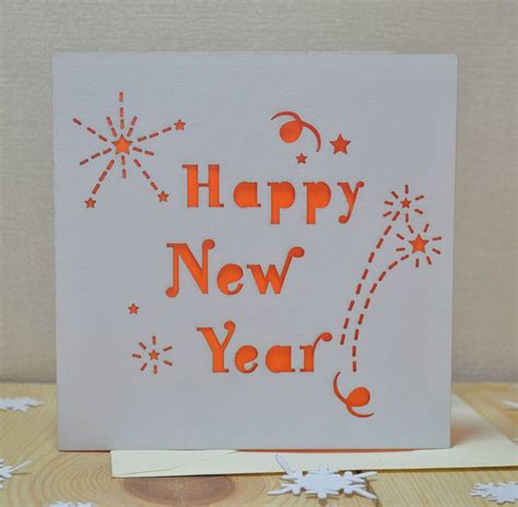 laser cut happy  year card  sweet pea design