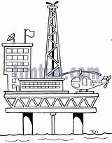 Oil Rig Platform Drawing Coloring Drilling Gas Drawings Cartoon Rigs Computers Category Bw Banks Money Embroidery Choose Board Gif Sketches sketch template