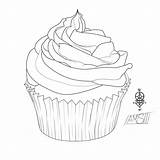 Cupcake Coloring Pages Drawing Printable Kids Lines Cute Line Outline Drawings Color Comments Getdrawings Deviantart Paintingvalley Coloringhome sketch template