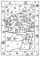 Coloring Winter Pages Snowy Christmas Color Printable Coloriage Hiver Church Print Sheets Kids Number Un Colouring Houses Adult Crayola House sketch template