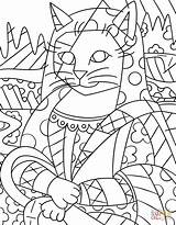 Romero Britto Coloring Pages Getcolorings Mono Cat sketch template