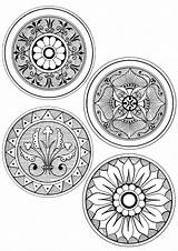 Coloring Printable Adult Diy Antique Medallions Coasters Pdf Size Click sketch template