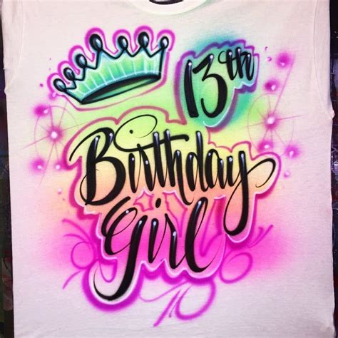 airbrush birthday shirt design  shipping etsy   neon