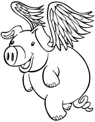 adult coloring flying pig coloring pages