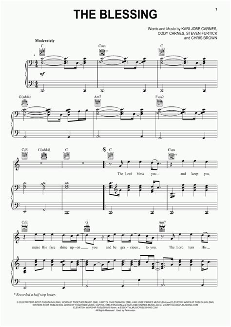 blessing piano sheet  onlinepianist