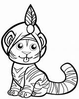 Tiger Coloring Turban Cute Tigers Pages Template Printable Cap sketch template
