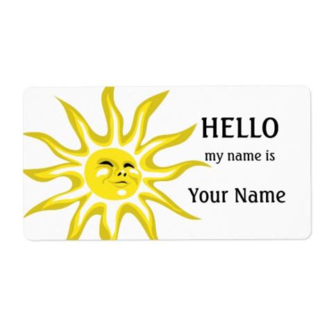 Hello My Name Is Sunshine Label Template Zazzle
