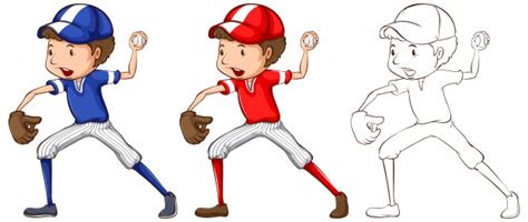 doodle character for baseball player illustration vector