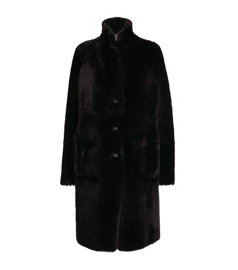 joseph black shearling brittany polar coat harrods uk