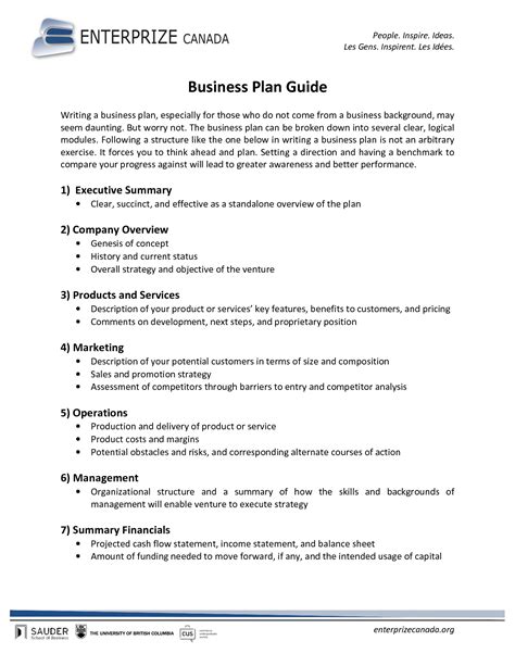 printable business plan sample form generic